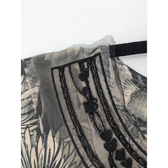 BLEU Tunic Top Women Size M Abstract Floral Medallion Festival Witchy Artsy Goth - Picture 10 of 13